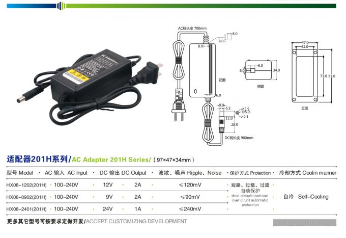 WHOOSH l'adattatore di potere della macchina fotografica del CCTV dell'adattatore delle strisce della luce di 24W 2A LED 0